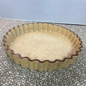 Vintage Treasure Craft Ceramic Elegant Tan and Brown Fluted Pie Dish 10” Inch.
